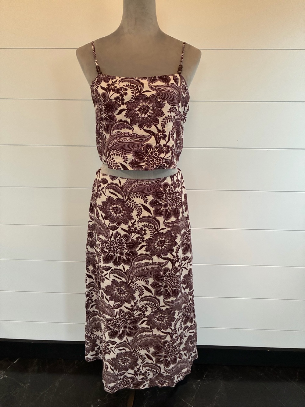 Rachel Zoe Womens All-Over Botanical Print Tropical Linen 2pcs Size L NWT/0284